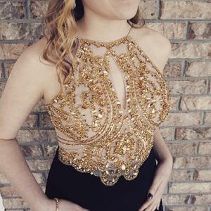 Red and Gold Prom Dress